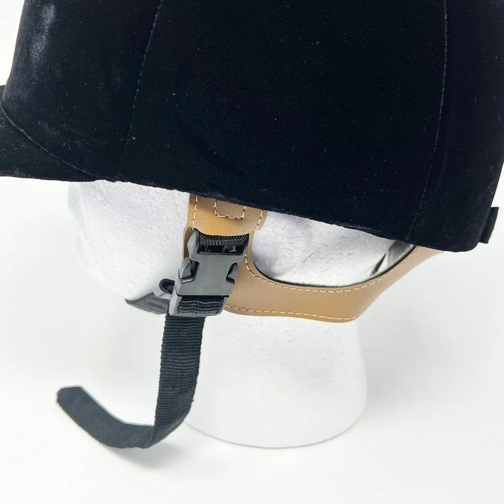 Vintage IRH Olympian Riding Helmet Size 7 Black Velvet Prop Missing Pad